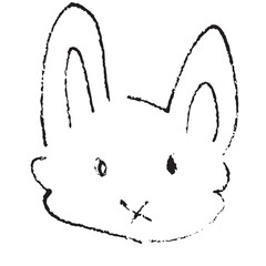 rabbit with a ears in hand draw line art