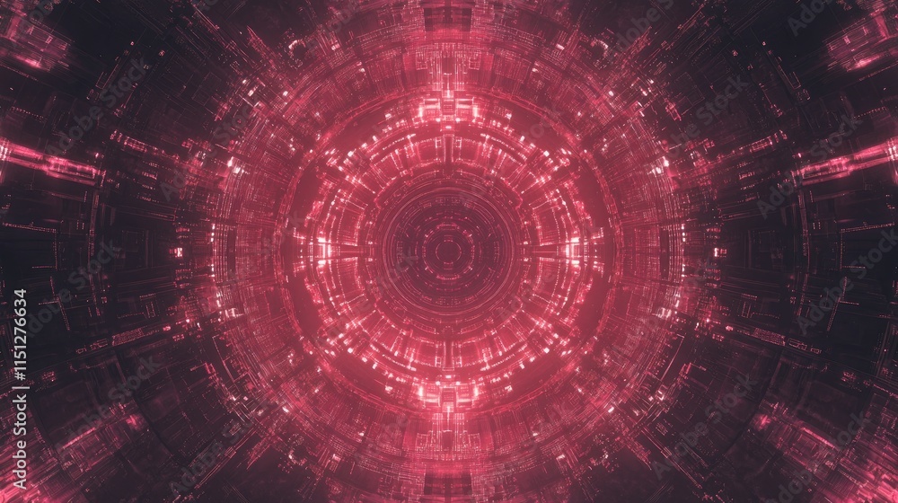 Poster abstract pink digital background with circular patterns and glow