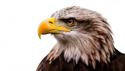 Fototapeta premium Eagle isolated on white background and showcasing intense gaze, sharp features and symbol of strength and precision