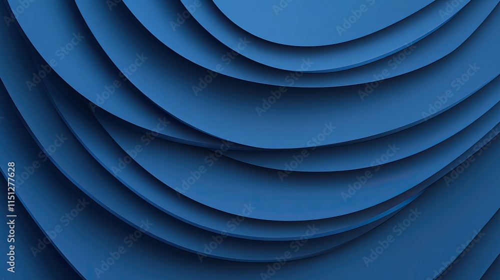 Poster abstract layers of blue in smooth curved form for background use
