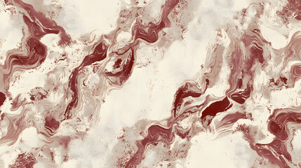 Abstract marble pattern in burgundy and cream, creating an elegant and fluid design for fabric or wallpaper.