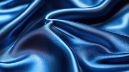 Fototapeta premium Shimmering Blue Satin Fabric Texture with Elegant Drapery Flow