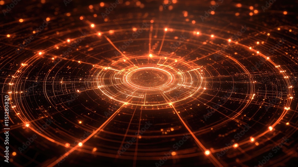Poster abstract technology background with circular pattern and glowing lights