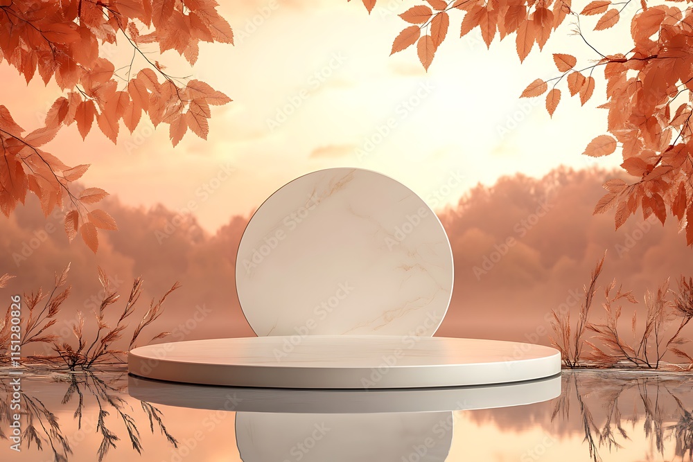 Poster 3d render featuring a vector abstract background with a clean podium and round stage, ideal for show