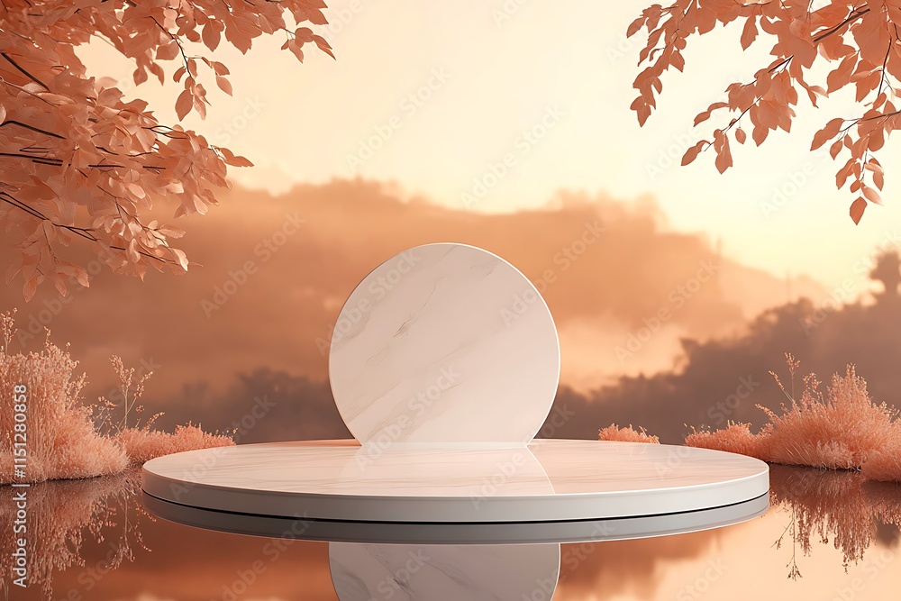 Poster 3d render featuring a vector abstract background with a clean podium and round stage, ideal for show