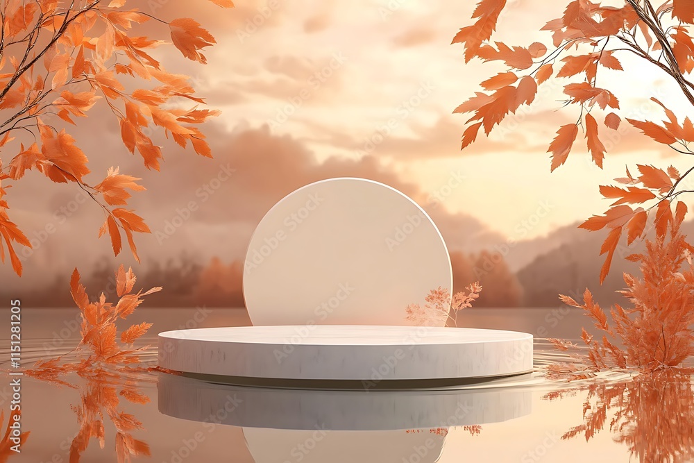 Aufkleber 3d render featuring a vector abstract background with a clean podium and round stage, ideal for show
