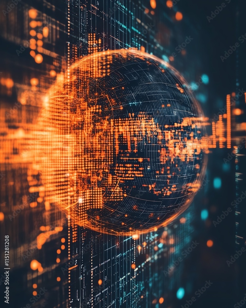 Aufkleber abstract globe on a background of technology, data, and digital statistics, symbolizing global conne