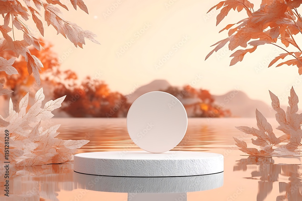 Aufkleber 3d render featuring a vector abstract background with a clean podium and round stage, ideal for show