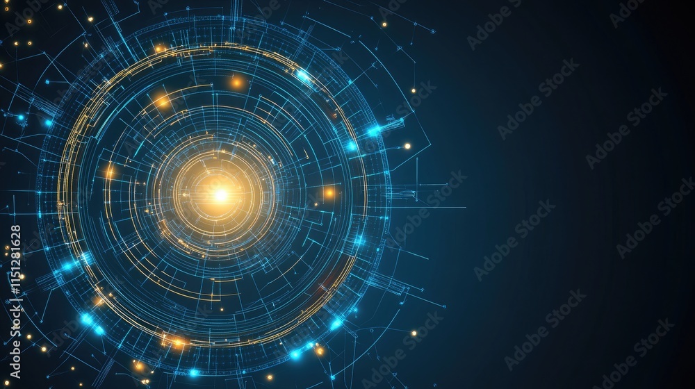 Poster abstract futuristic circular technology design with glowing elements