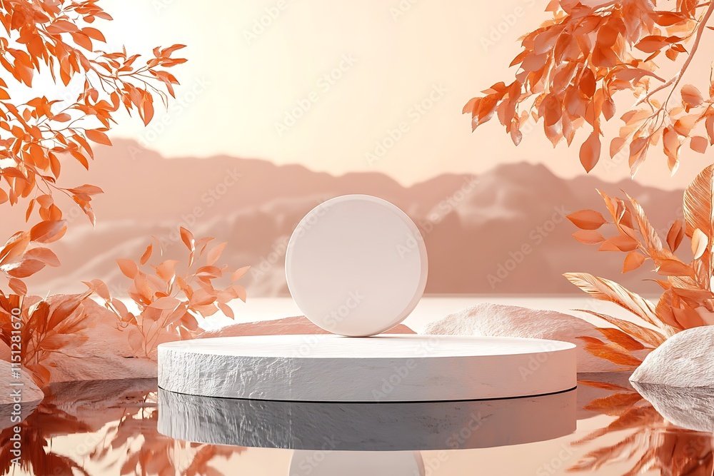 Poster 3d render featuring a vector abstract background with a clean podium and round stage, ideal for show
