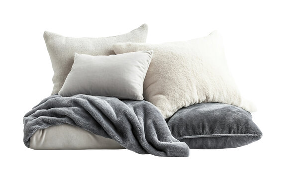 Soft Blanket and Pillow Combo isolated on transparent Background
