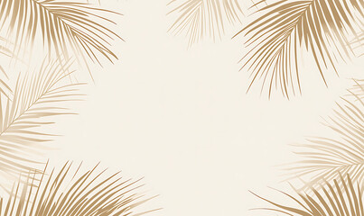 Soft Beige Background with Palm Leaf Shadows and Warm Tones for product disply background