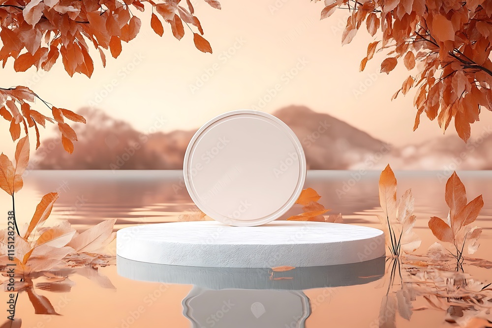 Poster 3d render featuring a vector abstract background with a clean podium and round stage, ideal for show