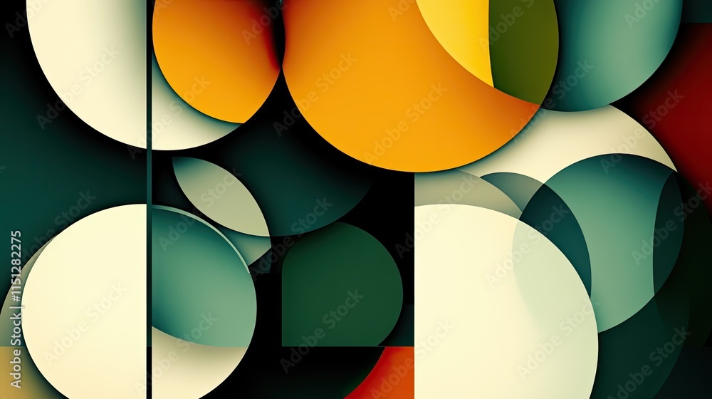 Aufkleber abstract geometric pattern with colorful circles and shapes