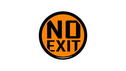 no exit, sign, black and yellow isolated silhouette
