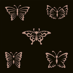Butterfly icon set. Curved lines into beautiful butterfly elements.