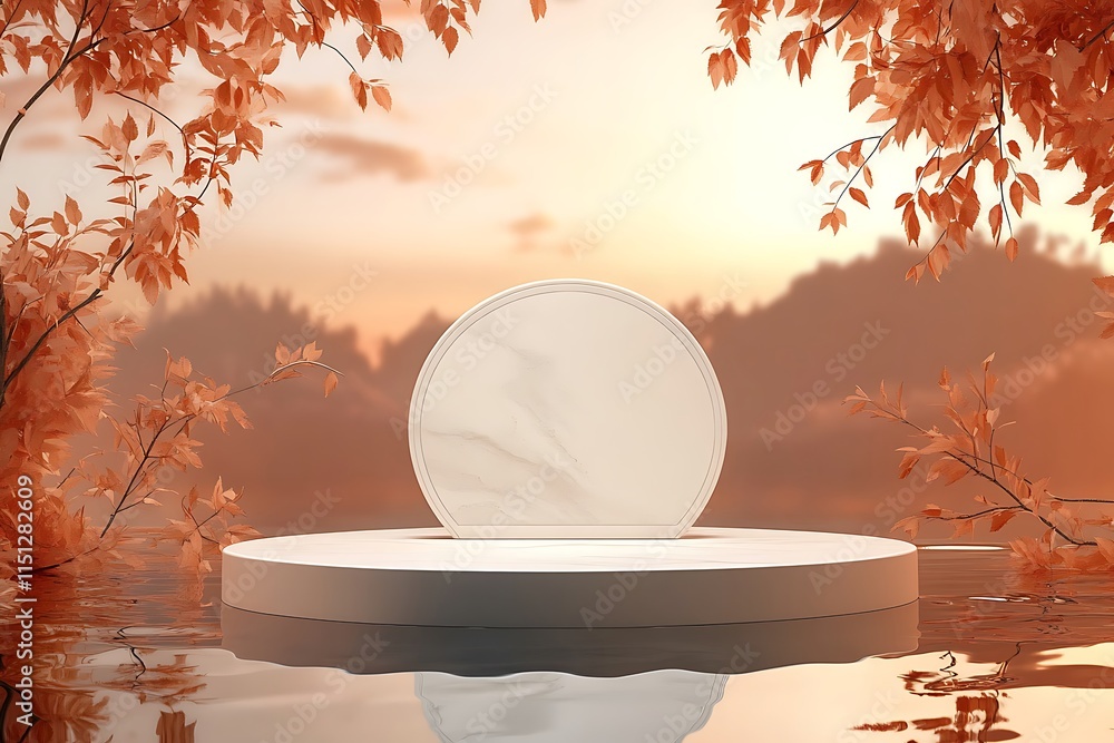 Poster 3d render featuring a vector abstract background with a clean podium and round stage, ideal for show
