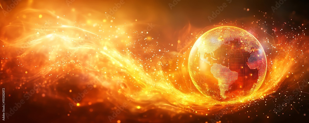 Aufkleber globe on an abstract technology and data background, representing connection, communication, and sta