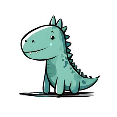Naklejka premium A simple cartoon dino with a white background