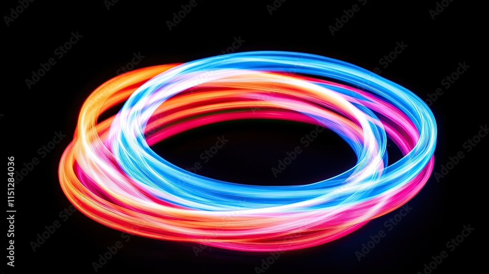 Poster colorful light trails on black background creating dynamic swirls
