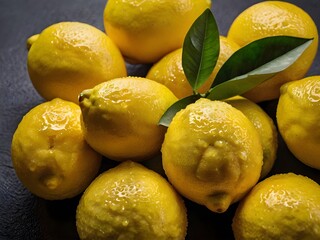 Fresh lemon fruit photographed from close range