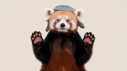 Obraz premium red panda in a hat