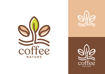 seed tree coffee logo. nature drink, farm, restaurant, cafe vector design concept