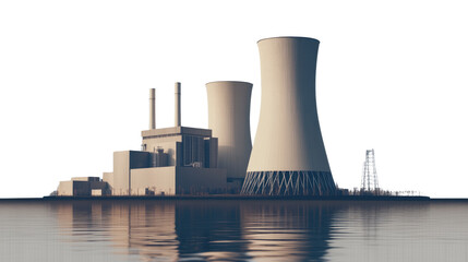 Fototapeta premium Nuclear Power Plant by the Water 