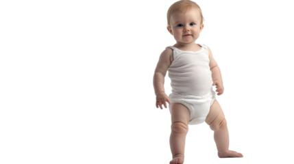 Baby's First Steps: A precious moment captured—a curious baby takes their first wobbly steps, radiating innocence and the promise of new beginnings.