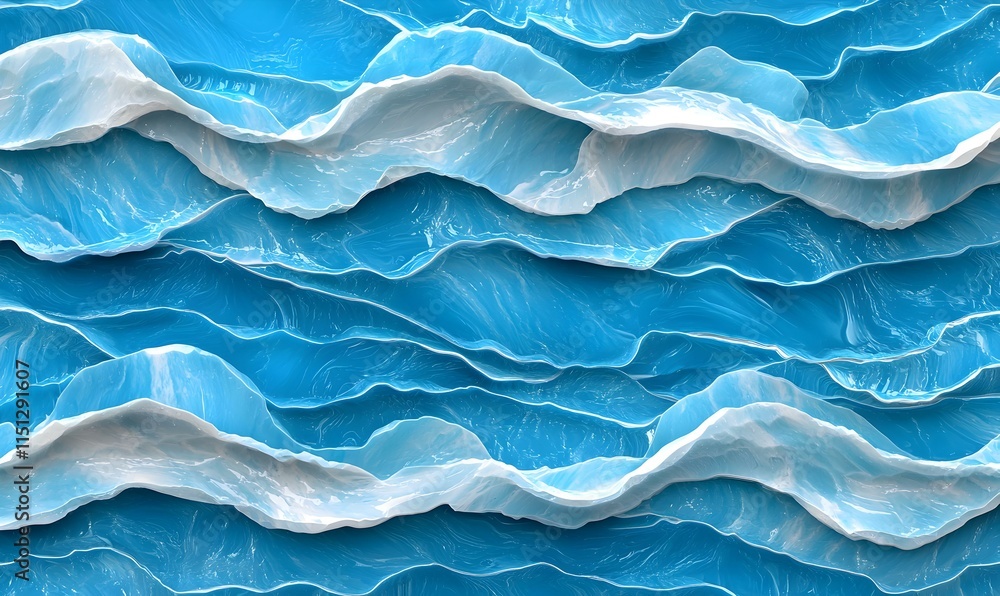 Poster top view of flowing tropical water texture with wave patterns
