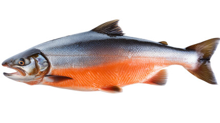 Obraz premium Freshwater Salmon: A vibrant, healthy, and ready-to-cook salmon in its natural habitat. The fish is displayed in a stunning close-up, showcasing its delicate scales and vibrant colors.