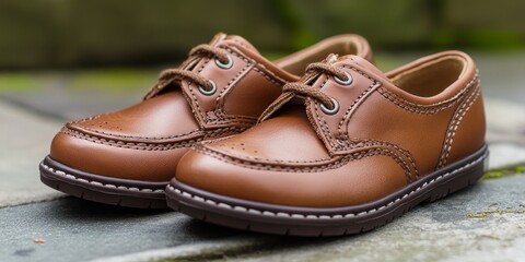 A stylish pair of children s leather shoes, perfect for any occasion, showcasing the quality and comfort of leather in kid friendly designs. These children s leather shoes are a great choice for young