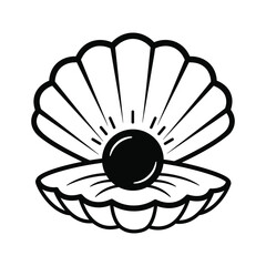 Oyster Shell Silhouette Vector illustration