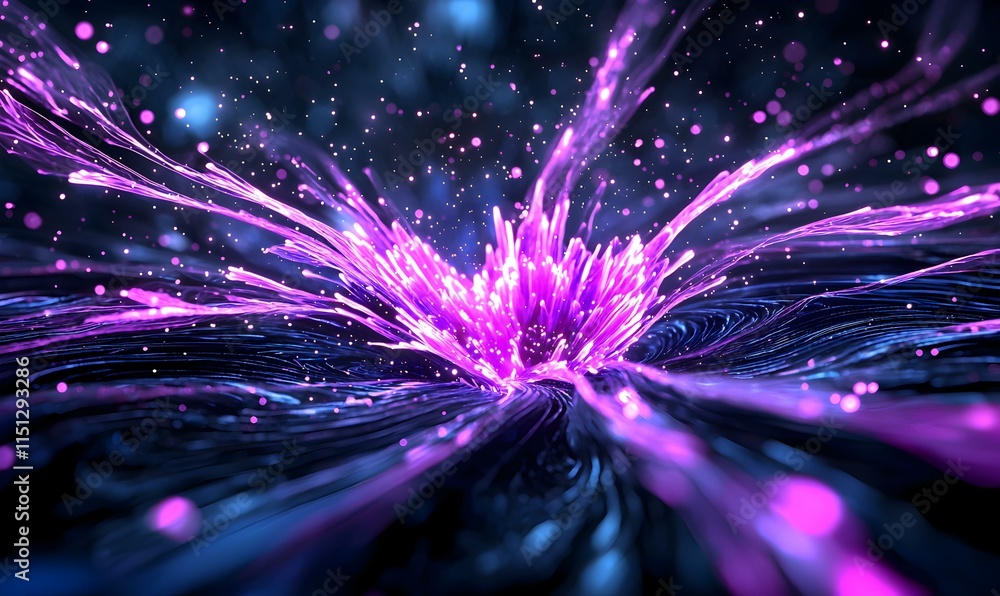 Poster abstract digital transformation process with flowing colorful effects