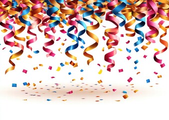Fototapeta premium Colorful Confetti and Streamers Celebration Background