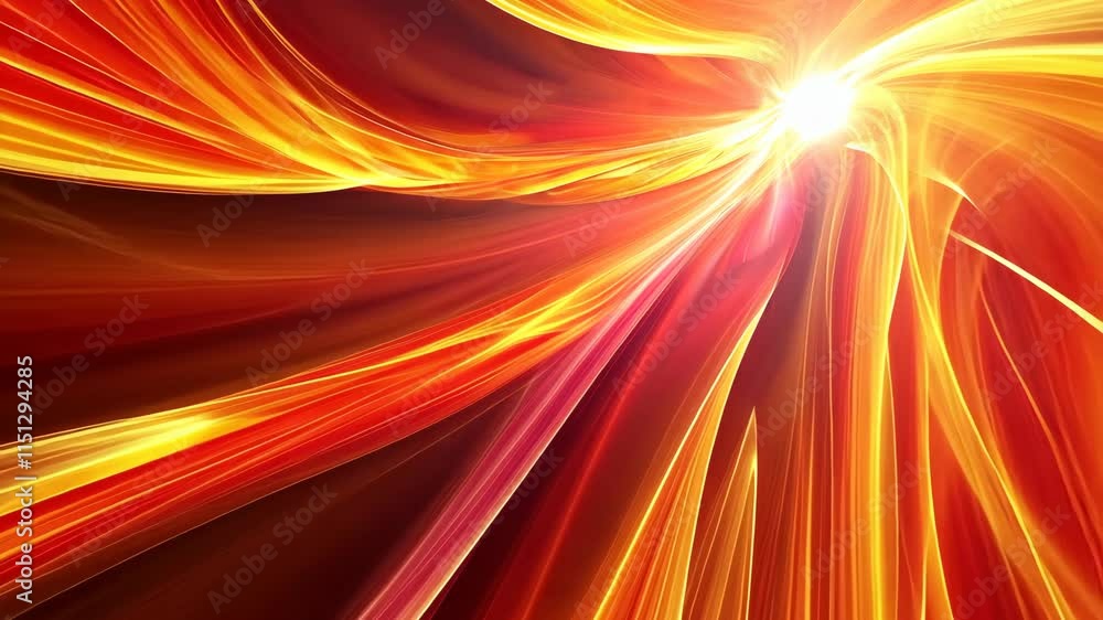 Poster bright abstract design with flowing orange and red colors in dynamic motion