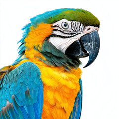 Obraz premium Colorful macaw parrot with vibrant feathers isolated on white background