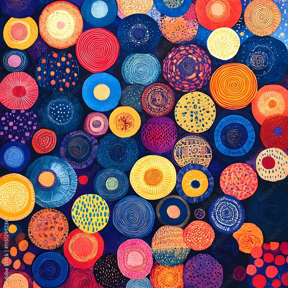 Poster vibrant representation of diversity through colorful circular patterns