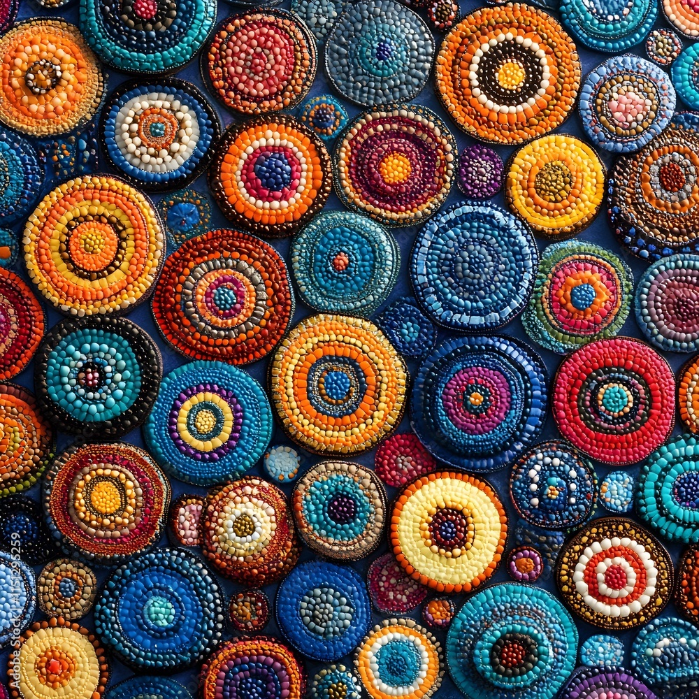 Poster colorful representation of vibrant diversity in circular patterns