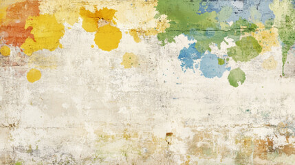 Colorful abstract background with paint splatters and textures