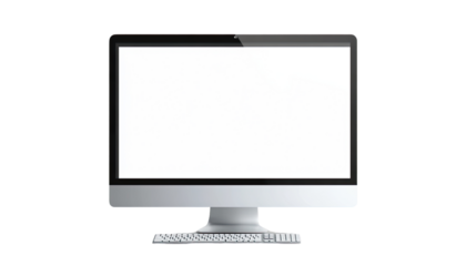 Blank Computer Screen Mockup:  A sleek, modern computer screen,  with a blank white canvas ready for your message or design.  Perfect for showcasing website designs, presentations.