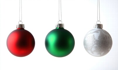Three Classic Christmas Ornaments Hanging