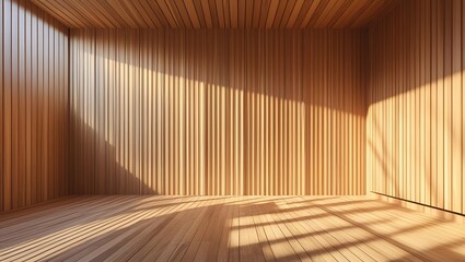 Unfurnished Cozy Bedroom with Wooden Wall and Window