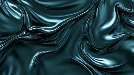 Obraz premium Sleek, shiny, and flowing fabric texture in deep teal color evokes elegance
