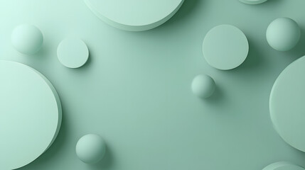 abstract minimal green background with white clouds, hat top view for wallpaper with copy space