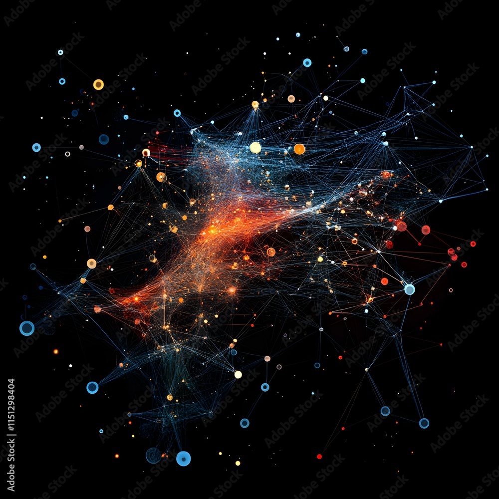 Poster digital representation of global communication network concept