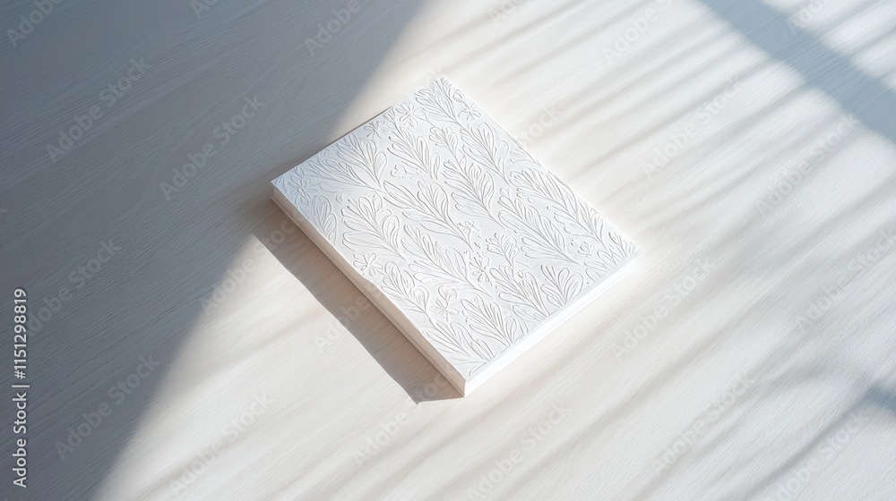 Poster elegant embossed notebook with floral patterns on a soft light background