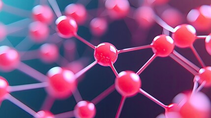 Diabetes disease concept. Close-up of intricate molecular structure with vibrant red and blue connections.