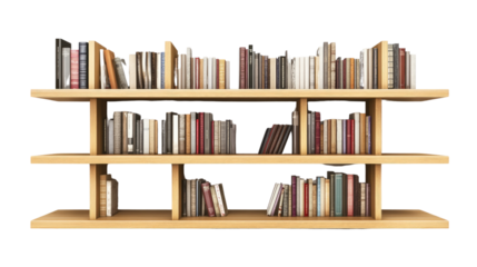 A Well-Stocked Bookshelf: An inviting wooden bookshelf brimming with colorful, diverse books, suggesting a love for reading and a wealth of knowledge.  