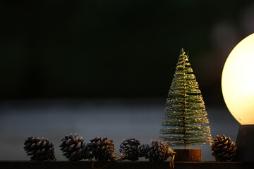Christmas tree and Christmas decorations' Happy celebration on Christmas Day.